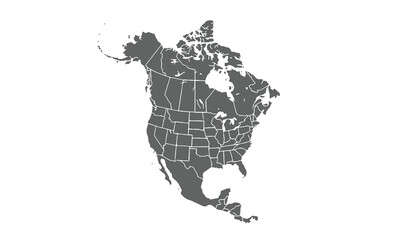 map north and central america isolated on white background. for website layouts, background, educati