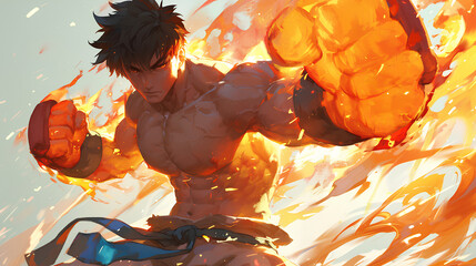 Wall Mural - cool anime for male warrior characters sparks heroes