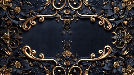 Wall Mural - Elegant Ornate Frame Background with Luxurious Textures and Rich Colors