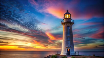 Wall Mural - Lighthouse standing tall against a dusk sky , lighthouse, dusk, evening, navigation, beacon, maritime, sea, ocean, coast