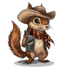 Wall Mural - Squirrel western fashion