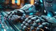 © Thares2020 - Robotic Hands Typing on Futuristic Keyboard in AI Powered Creative Writing