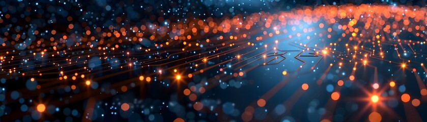 Wall Mural - abstract colorful glowing particles and lights on dark background depicting artificial intelligence 