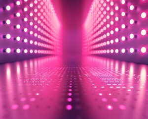 Wall Mural - Vibrant Neon Pink Backdrop with Glowing Dots for Captivating Product Presentations