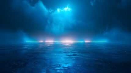 Wall Mural - dynamic neon blue backdrop with abstract light patterns ideal for tech and gaming product concepts