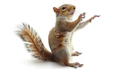 Wall Mural -   A squirrel on hind legs, paws up high