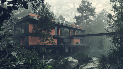 Architectural Visualisation Dark Color Theme Salmon and Forest Green