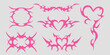 © Alyona - Neo tribal pink emo heart, wings and flame y2k aesthetic tattoo gothic, fire or wings abstract silhouette isolated on background. Divider, border, cyber body ornament, neotribal web goth decoration