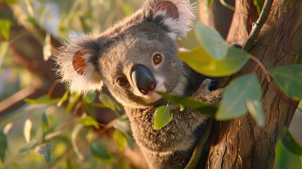 Wall Mural -   Koala in tree smiling