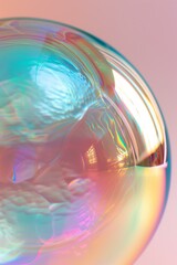 Poster - smooth, iridescent sphere, glossy surface reflecting multiple colors, mesmerizing and modern