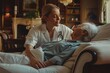 © Worawee - Nurse in white scrubs is caring for an elderly woman at home. Healthcare concept.