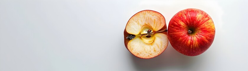 Sticker - Perfectly Sliced Apple Showing Star Shaped Core on White Background