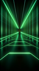 Wall Mural - Green neon corridor