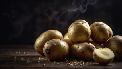 Wall Mural - Fresh Potato background, food background, vegatable background, healthy, carbs, potato.