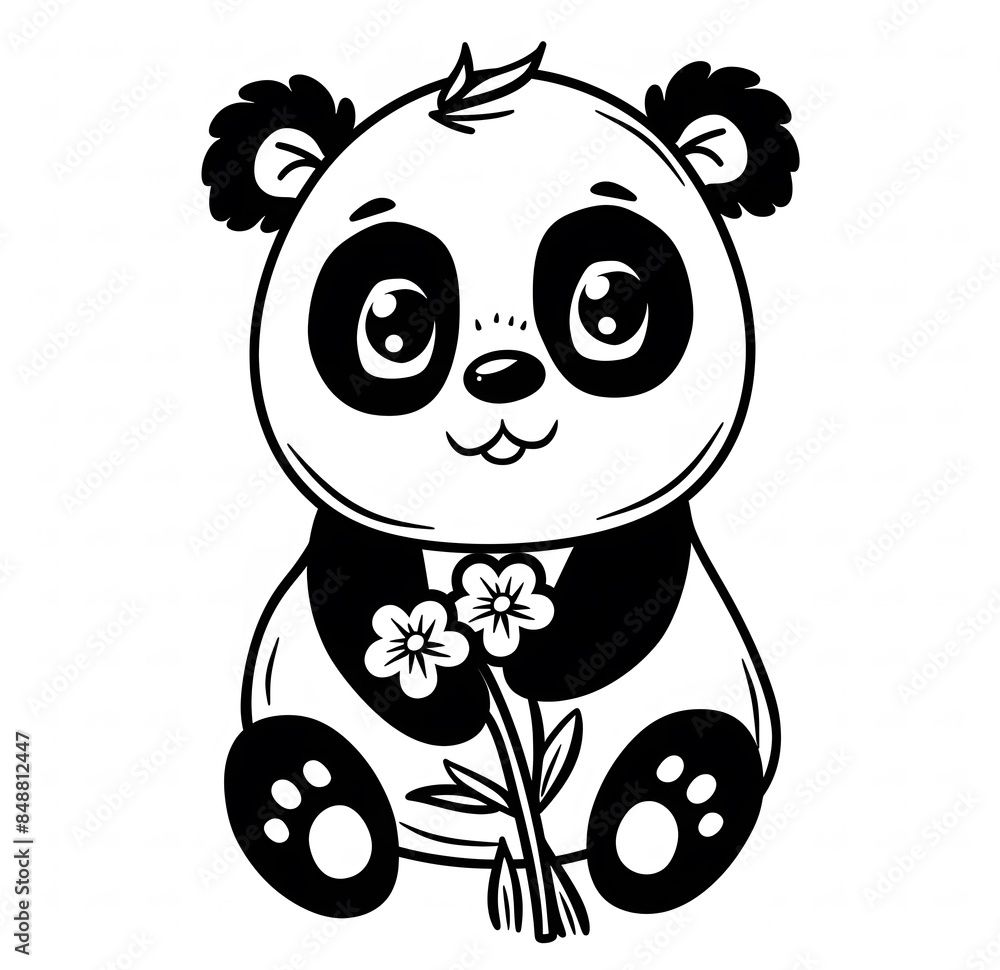 Cute baby panda coloring page for kids Stock Illustration | Adobe Stock
