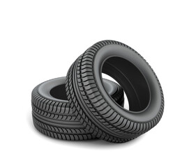 Black tires on a white background.