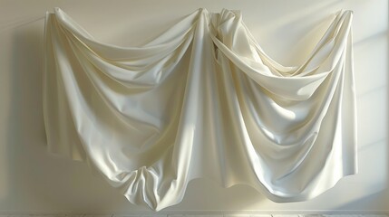 Poster - Hanging large piece of textured photorealistic fabric. Generative AI.