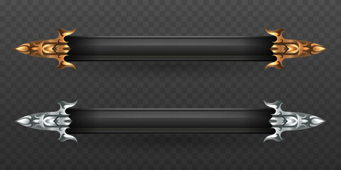 Wall Mural - Abstract Gold and Silver Border Lower Third Game Title Banner bars Template for Fantasy Game UI Designs