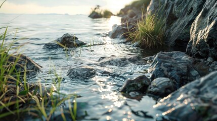 Poster - Rocky shore next to the ocean