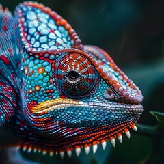 Sticker - Vibrant Chameleon s Textured Skin Blending Into Its Surroundings