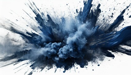 Wall Mural - Dark blue dust explosion abstract isolated on white background, cut out