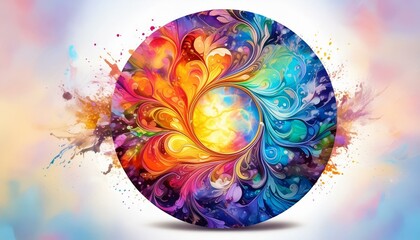 Canvas Print - abstract rainbow background with color circles, art design