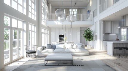 Wall Mural - Modern bright interior . 3D ing