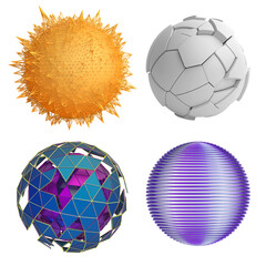 Sticker - Set of abstract spheres, 3d render