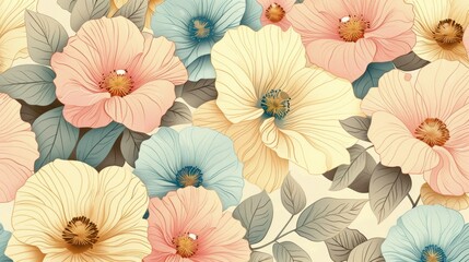 Naklejka na meble Vintage floral pattern with soft pastel colors.