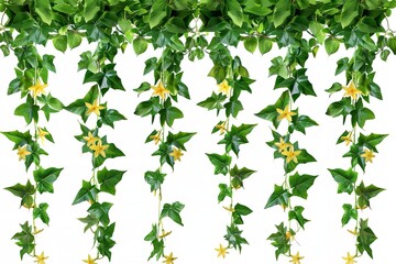 Wall Mural - Collection of tropical hanging creepers with vivid green. Generative Ai