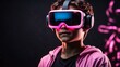 © 99___Designer - Closeup view of A boy with vr headset