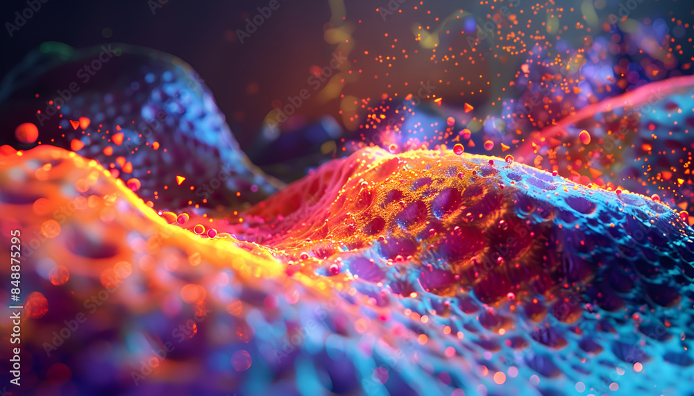 fluorescence microscopy image capturing distribution of specific type ...