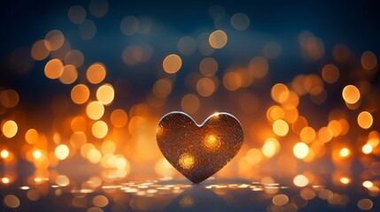 Poster - A heart-shaped bokeh effect created by photographing fairy lights or candlelight, with a soft, diffused background.