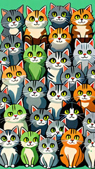 Canvas Print - Flawlessly lovely cat pattern on the background.