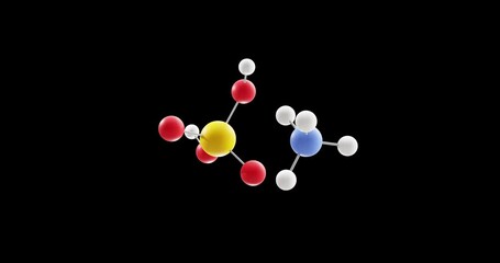 Wall Mural - Ammonium dihydrogen phosphate molecule, rotating 3D model of fire suppression agents, looped video on a black background