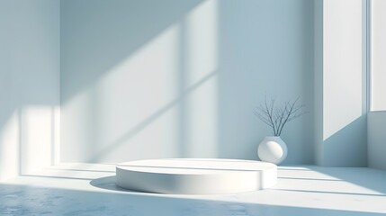 Wall Mural - Sleek White Background with Soft Blue Tones for Elegant Product Presentations