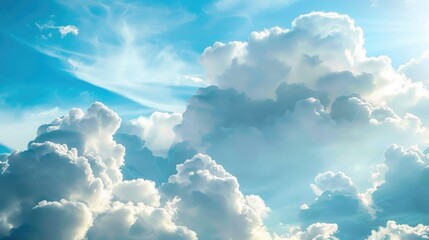 Sticker - Cloudy sky with white and gray clouds against a blue background