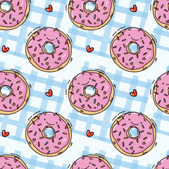 Wall Mural - cute colorful seamless pattern with donuts