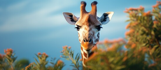 African wildlife such as the endangered Masai Giraffe Camelopardalis known for its long neck is a herbivorous mammal often observed on safaris in zoos and during wildlife conservation efforts Beautif