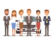 © Nadula - white background, Car salesman and business people with flat cartoon character, very simple and isolate in the style of animated illustrations, white background