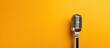 © Ilgun - Vintage microphone on yellow background studio with copy space image