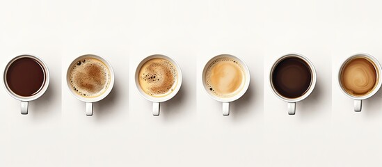 Sticker - Isolated set of top view coffee cups with copy space image