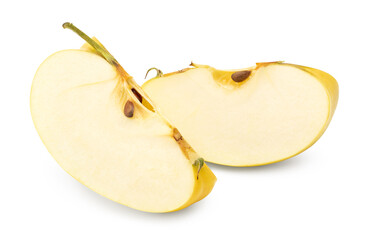 Wall Mural - piece of yellow apple isolated on white background. clipping path