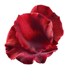 Velvet Petals, Close-up of rich red flower with delicate folds, Luxurious floral design on a transparent background. Generative AI