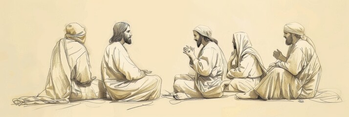 Wall Mural - Jesus' Lesson on the True Vine, Biblical Illustration of Connection, Perfect for Religious Banner,Christian banner