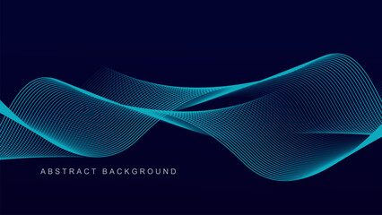 Wall Mural - Abstract blue wave line pattern on dark blue background. Futuristic technology concept. Suit for banner, poster, cover, brochure, landing page, website