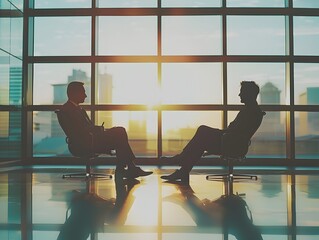 Poster - Businessman Reviewing Insurance Policy with Agent in Sleek Office