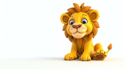 Wall Mural - Cute and cuddly lion cub sitting on a white background. The perfect image for a children's book or animation.