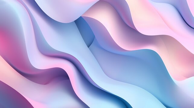 3D rendering of a colorful abstract background with soft waves and smooth hills.