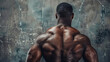 © Nate - In a close-up shot, the muscular back of a man is captured in a studio setting, highlighting his dedication to body health and strength for fitness and exercise